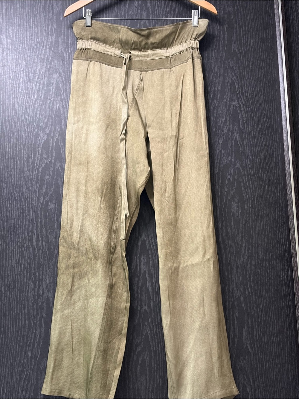 Zara Olive Drawstring Waist silk Pants